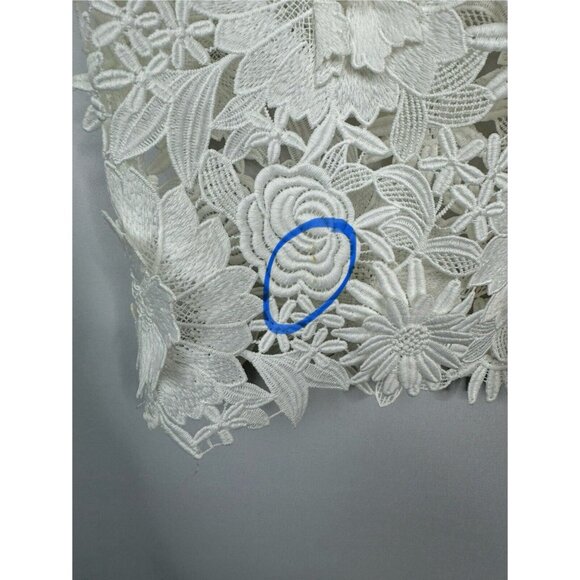 Milly 3D White Floral Embroidered Short‎ Sleeve Cocktail Mini Dress - Picture 8 of 11